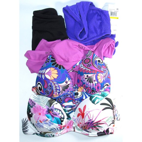 6 pcs Swimwear Bikini Tops Bottoms New/Tagged XS/S/M Reseller's Purple Lot - Picture 1 of 9